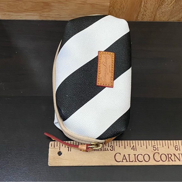 Dooney & Bourke Black and White Diagonal Stripe Small Cosmetic Pouch - Picture 6 of 10